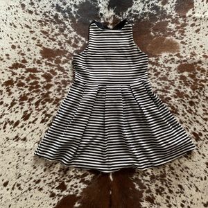 High Neck Striped Fot & Flare Mini Dress